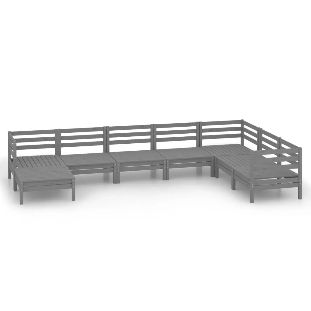 Set Divani da Giardino 8 pz in Legno Massello di Pino Grigio cod mxl 36615