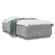 Letto singolo | Letto per adulti | Giroletto Grigio Cemento 100x200 cm in Legno Multistrato
