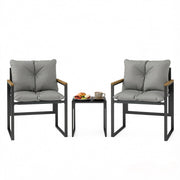 Salotto da giardino 3 pezzi 64x62x68 cm metallo nero e grigio per balcone e terrazza
