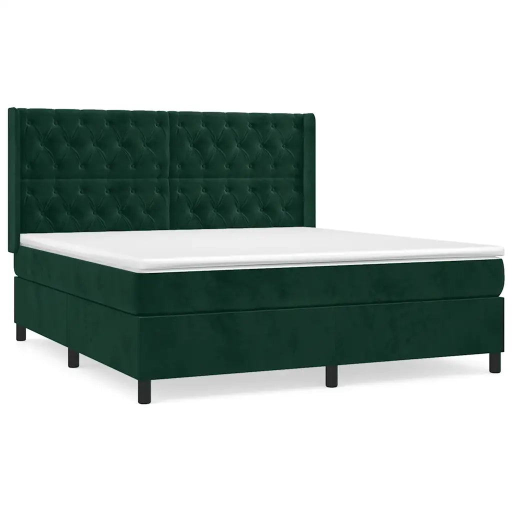 Giroletto a Molle con Materasso Verde Scuro 160x200 cm Velluto 3132870