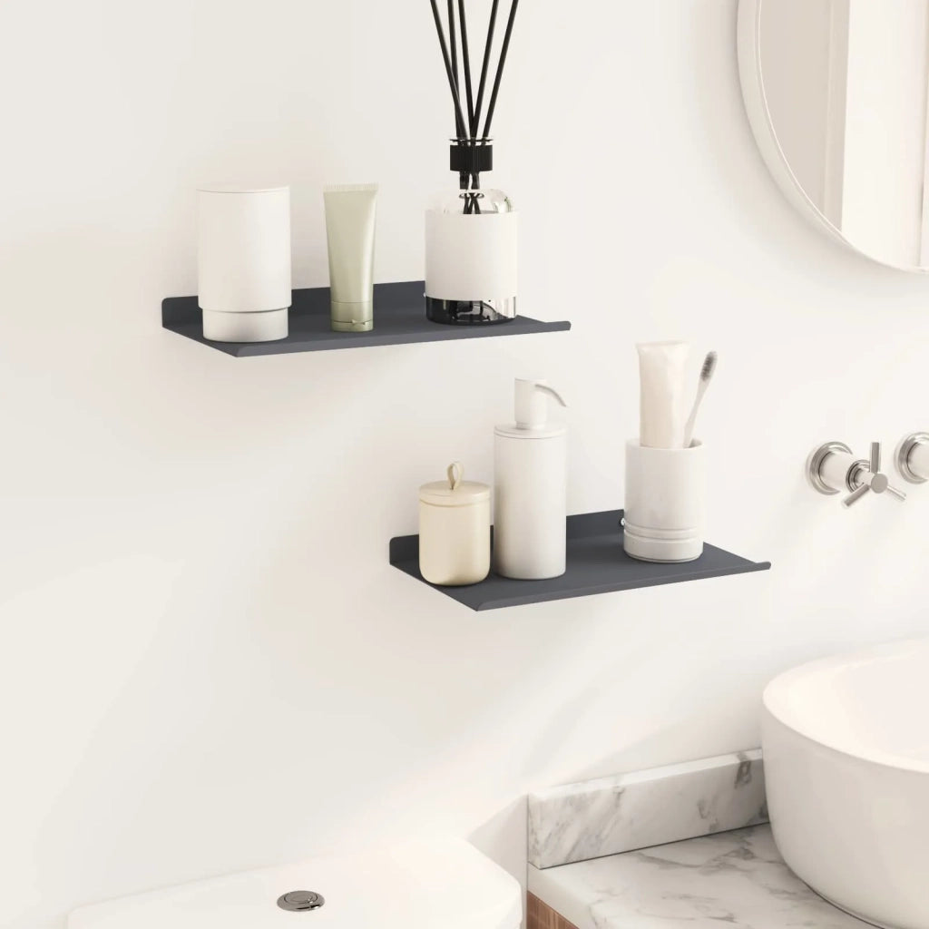 Mensola sospesa 2 pcs Antracite 30 x 18 x 2,5 cm Acciaio 8004000