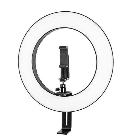 Ring light a LED 380 Bi-Color dimmerabile 23W, Luce ad anello con settori commutabili per foto e video, incl. accessori