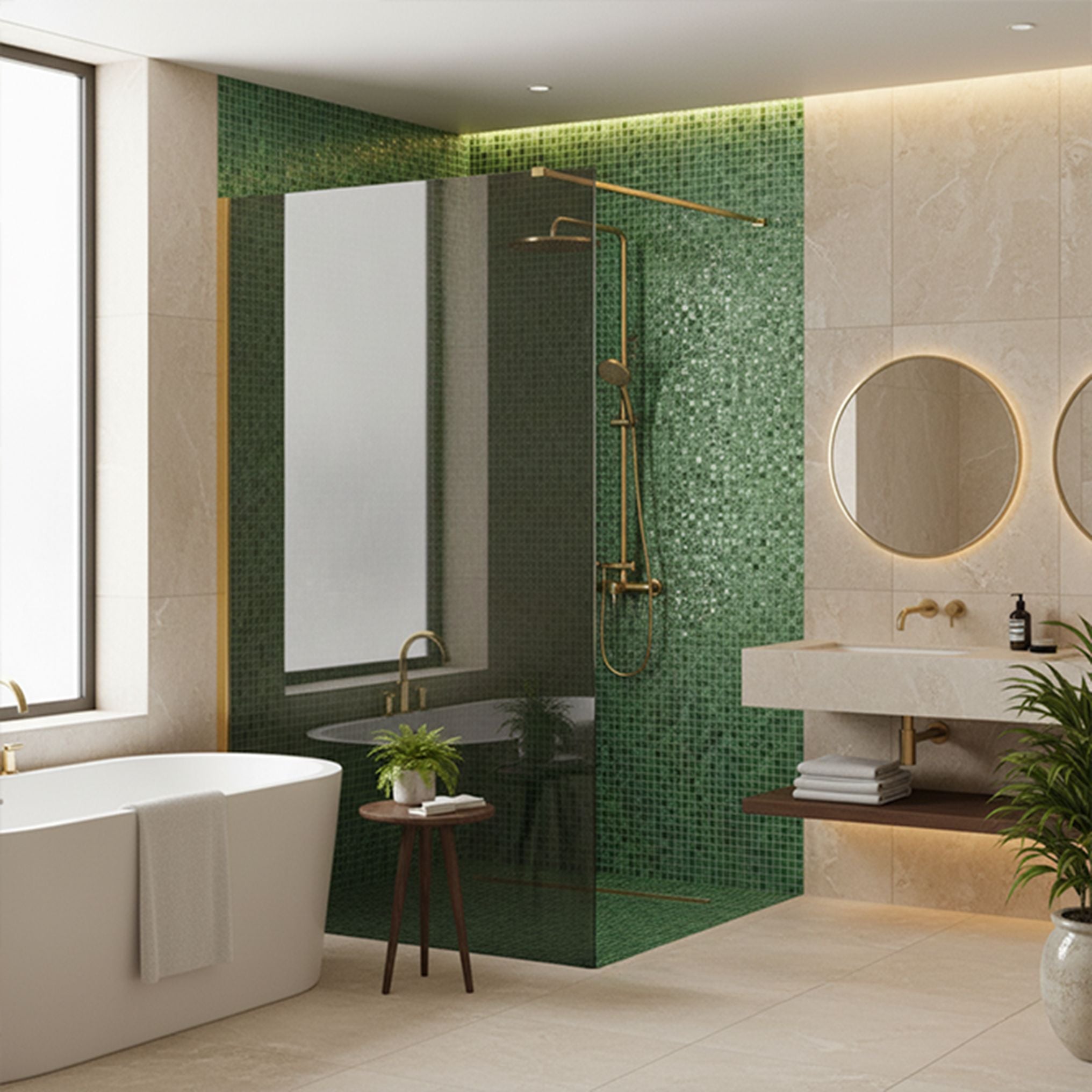 Parete Doccia Rea Flexi Grey / Gold 110