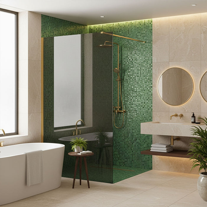 Parete Doccia Rea Flexi Grey / Gold 110