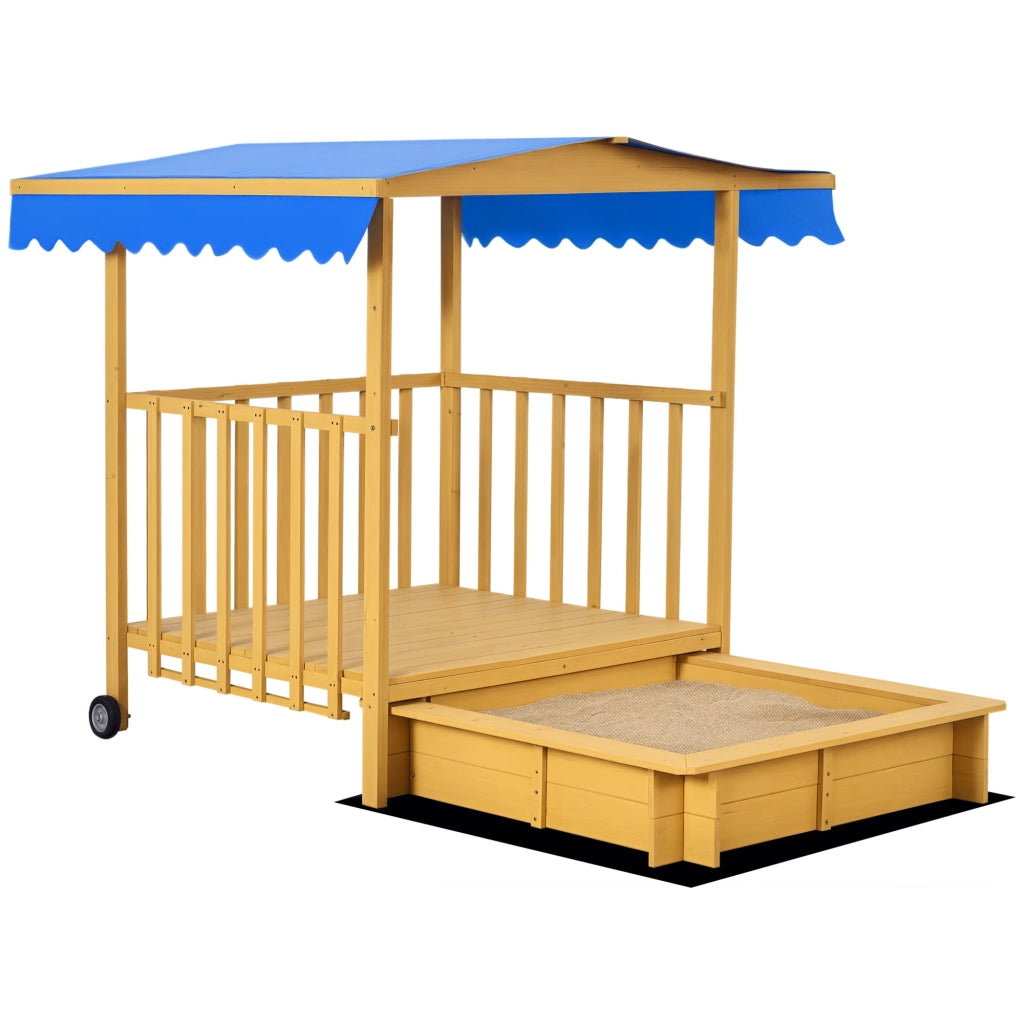Casetta da Gioco con Sabbiera ¨C Zephmum ¨C Naturale + Blu 133x129x137 cm
