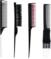 4 pezzi di spazzole per acconciatura - Spazzola a forbici - Spazzola a coda di ratto - Spazzola con setole di maiale - Spazzola per capelli fini - Spazzola a doppio capo per intrecci - Strumento per acconciatura per donne e uomini