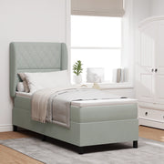 Letto con Box Spring e Materasso Grigio Chiaro 80x200 cm Velluto