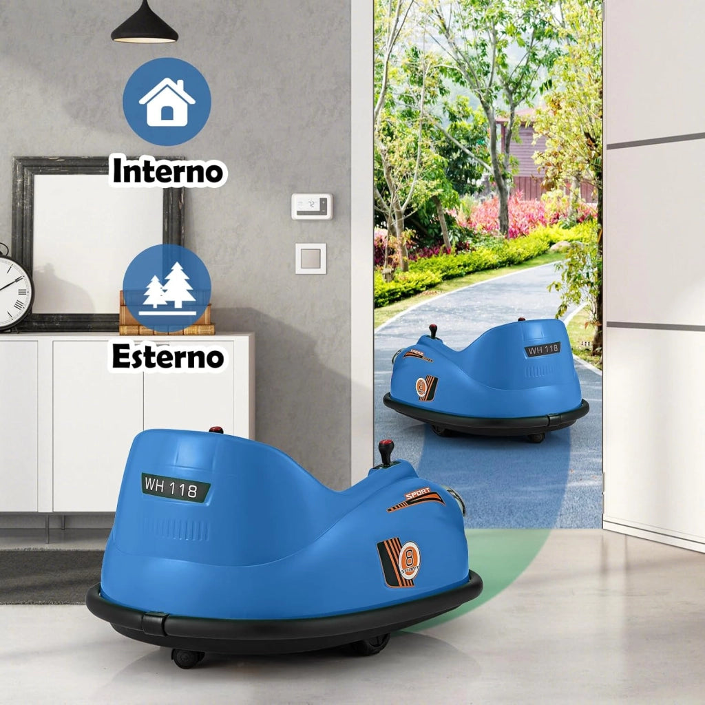 12V Auto Elettrica per Bambini con Telecomando, Autoscontro Elettrico con Luci LED Musica e Rotazione a 360°, Macchina Cavalcabile per Bambini 2-5 Anni (Blu)