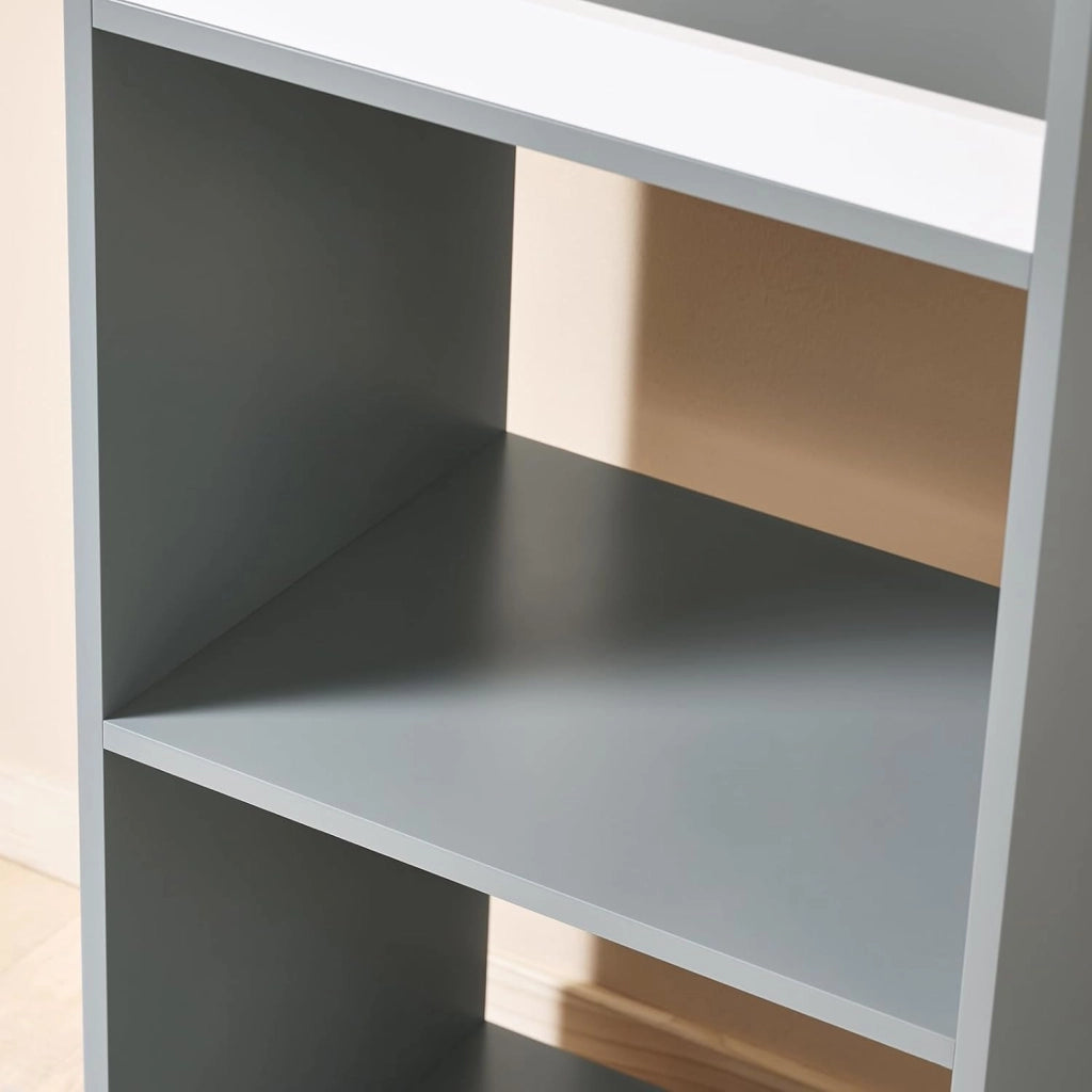 Armadio Cameretta Armadio Bambini con 3 Scomparti, Contenitore Tessuto e 3 Ganci Laterali Guardaroba con Appendiabiti per Bambini Grigio 97x35x108 KMB40-HG