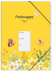 Map A4 per Scuola con Motivo Giallo - Carta in Plastica con 3 Facciate Interne e 2 Elastici, Documentario Robusto e Duraturo con Motivo per Ufficio e Scuola