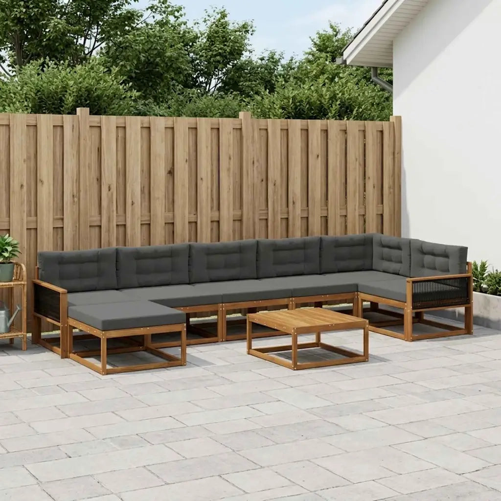 Set di divani da esterno con cuscino 8 pcs Naturale e Antracite