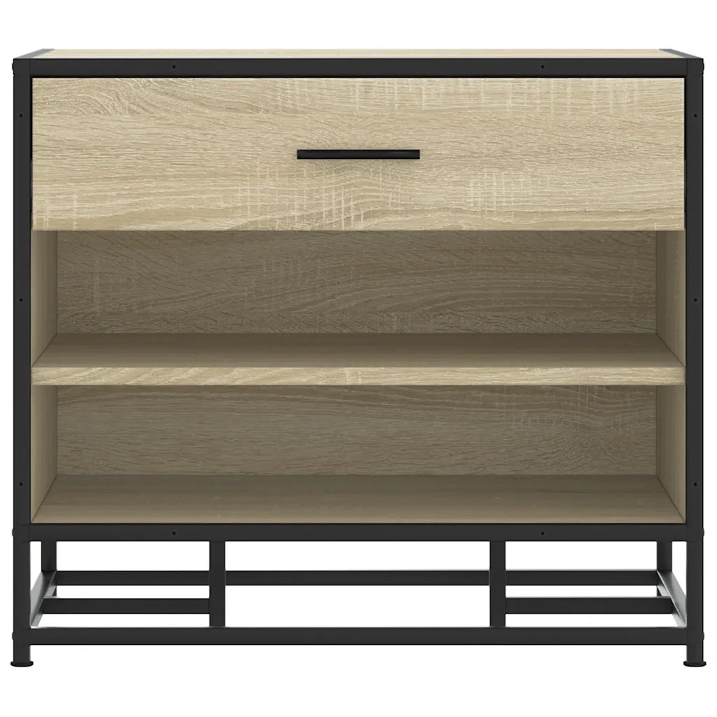 Panca Portaoggetti Rovere Sonoma Legno Multistrato e Metallo 849220