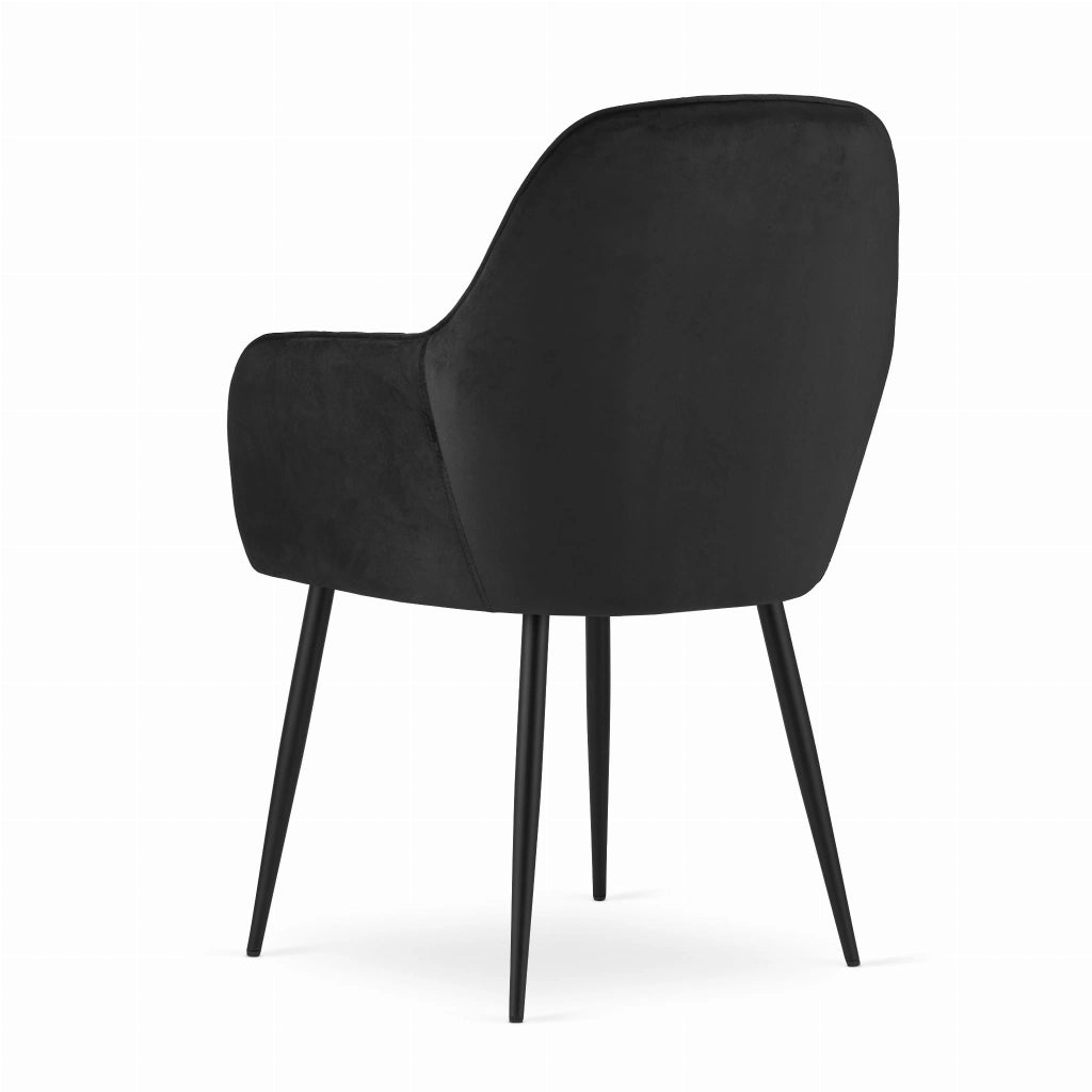 Sedia Valora LUGO in velluto nero dal design ergonomico per il soggiorno