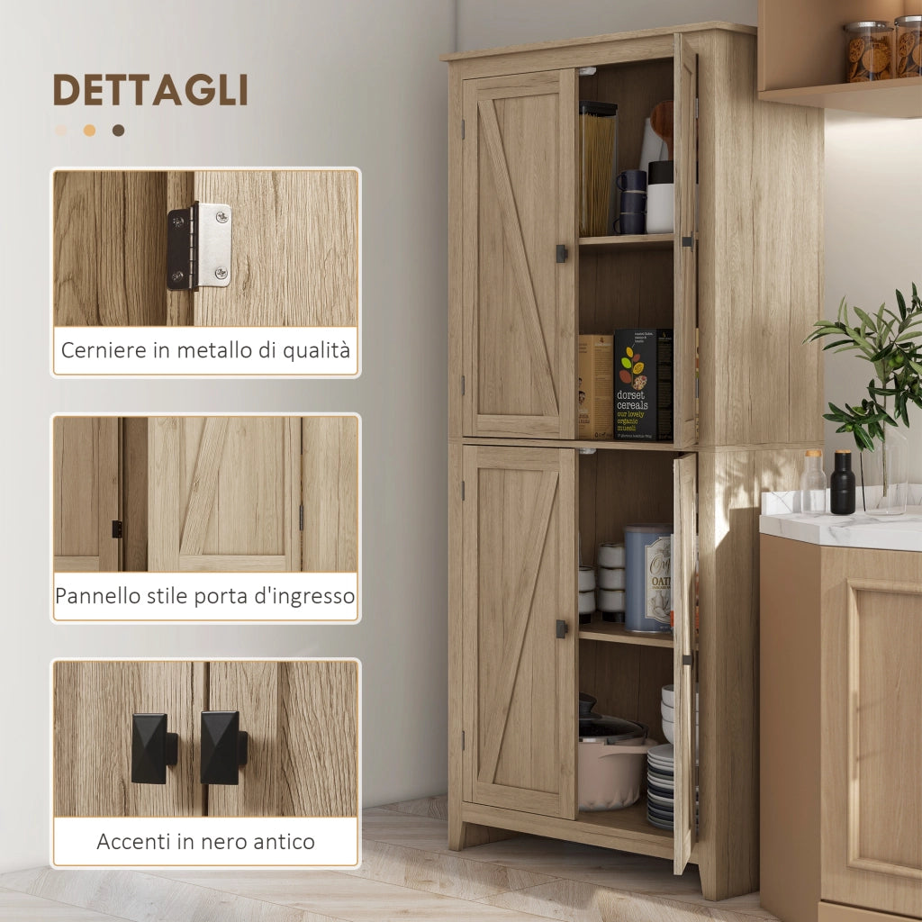 Mobile Cucina 4 Ante con Ripiani Regolabili ¨C zephmum ¨C Legno 80x40x182cm