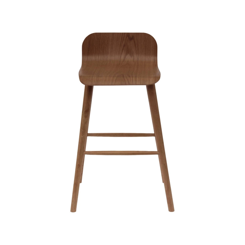 Set 2 sgabelli da bar scandinavo in legno di hevea 67,5 cm, noce