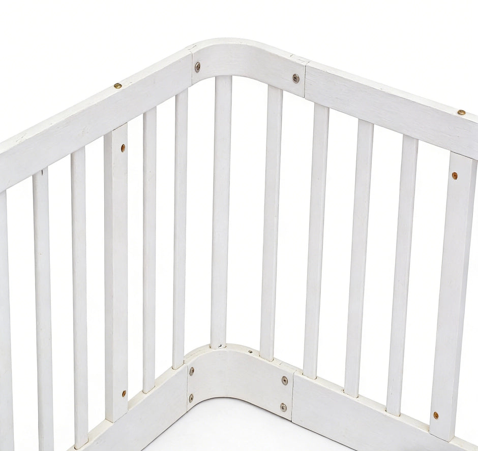 Recinto modulare per bambini 140 × 200 cm con pannelli, bordi arrotondati, senza materasso, bianco