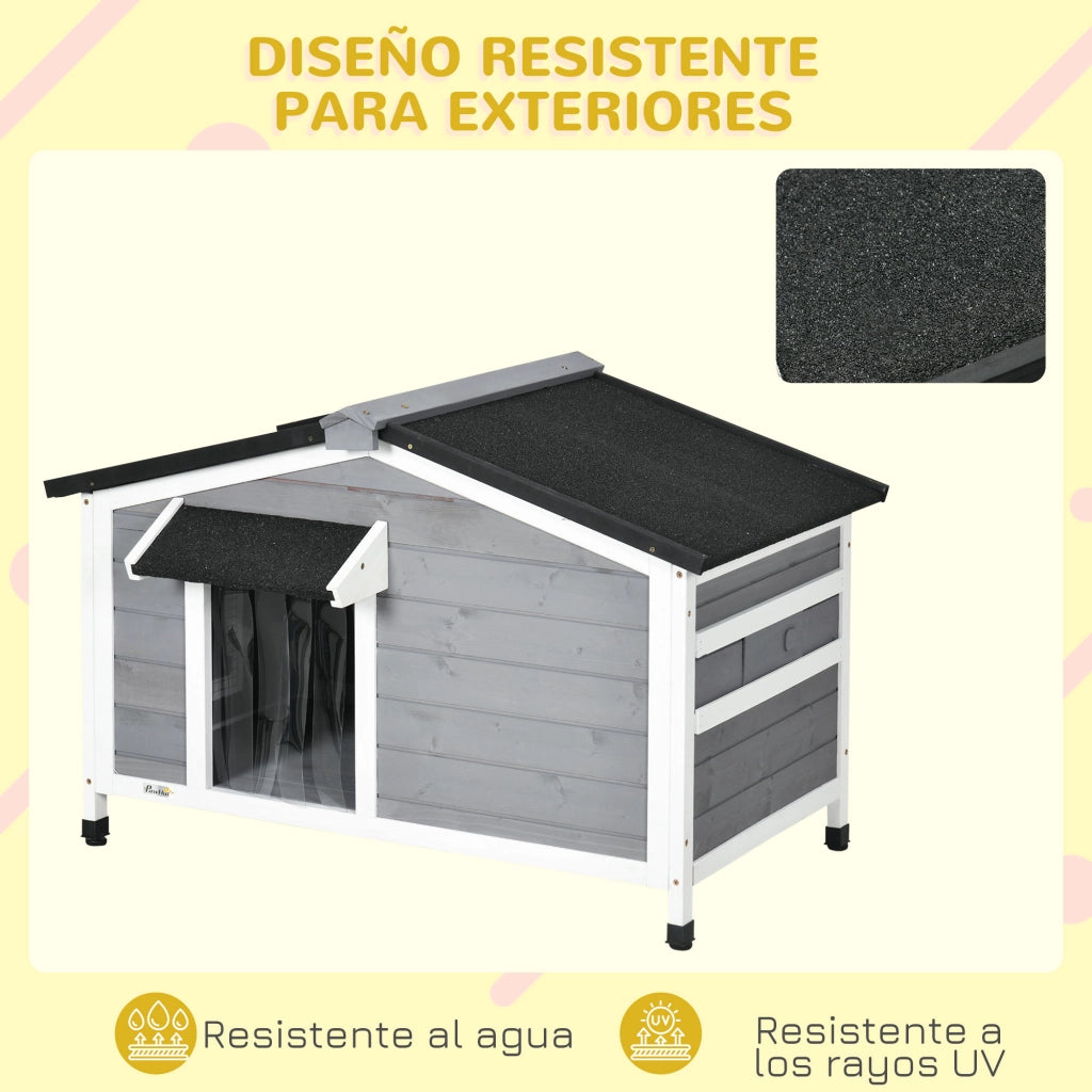 Casetta per Cani in Legno con Tetto e Base ¨C zephmum ¨C Grigio 97x72x65 cm