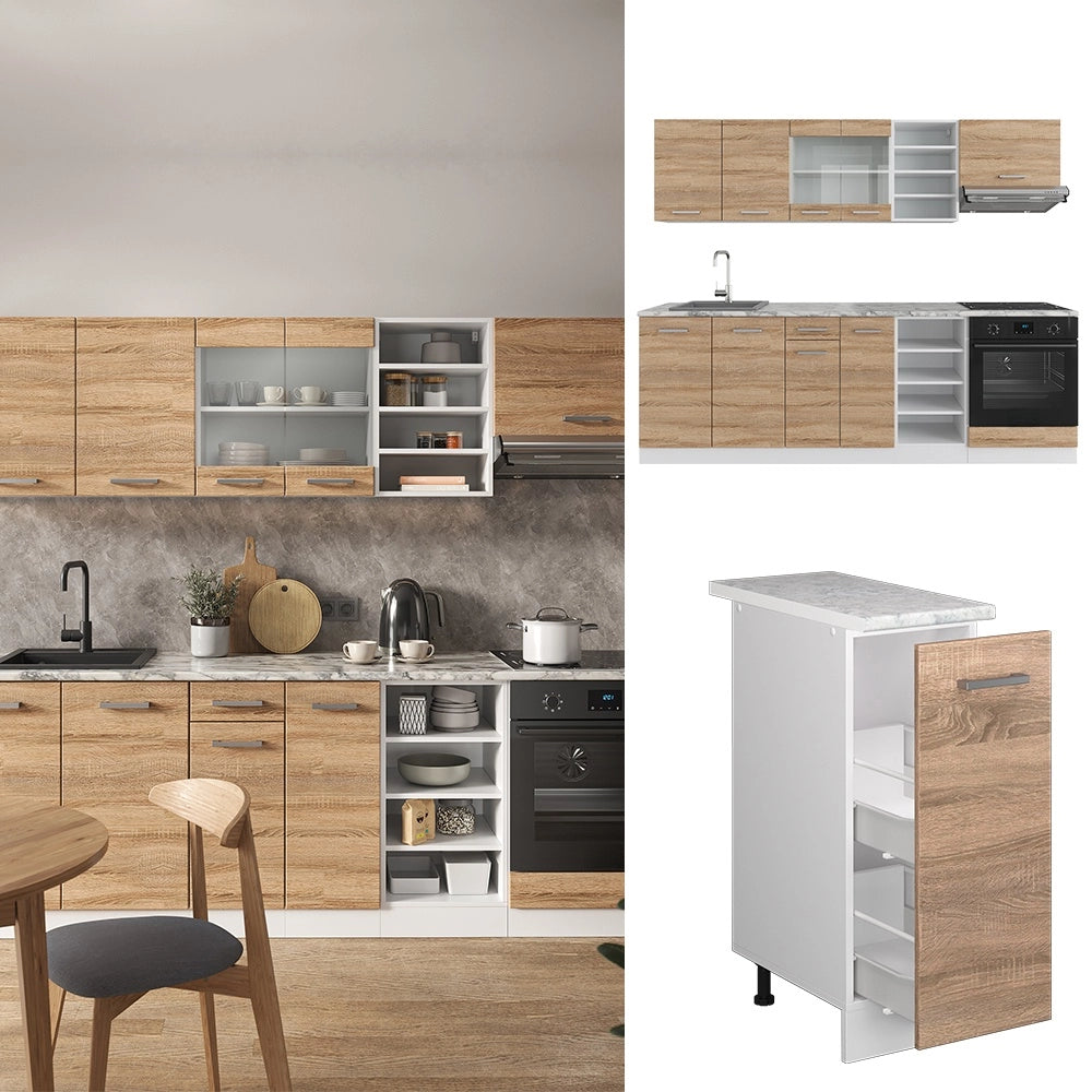 Cucina componibile R-Line Sonoma/Bianco 240 cm, PL Antracite Vicco