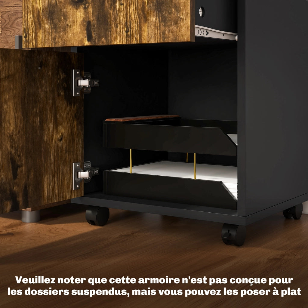Scrivania con cassetto e ruote ¨C Zephmum ¨C 40x35x60 cm marrone legno