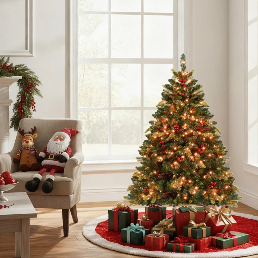 Albero di 150cm natale artificiale con controllo remoto multicolori controllabili tramite app, Albero per casa e ufficio Verde-Alberi di Natale