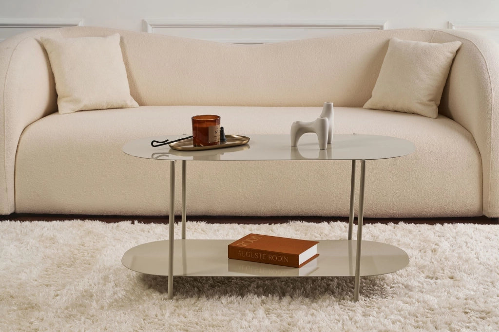 Verzate, Tavolino da Salotto un Vano, 100x45x51h cm Grigio Tortora