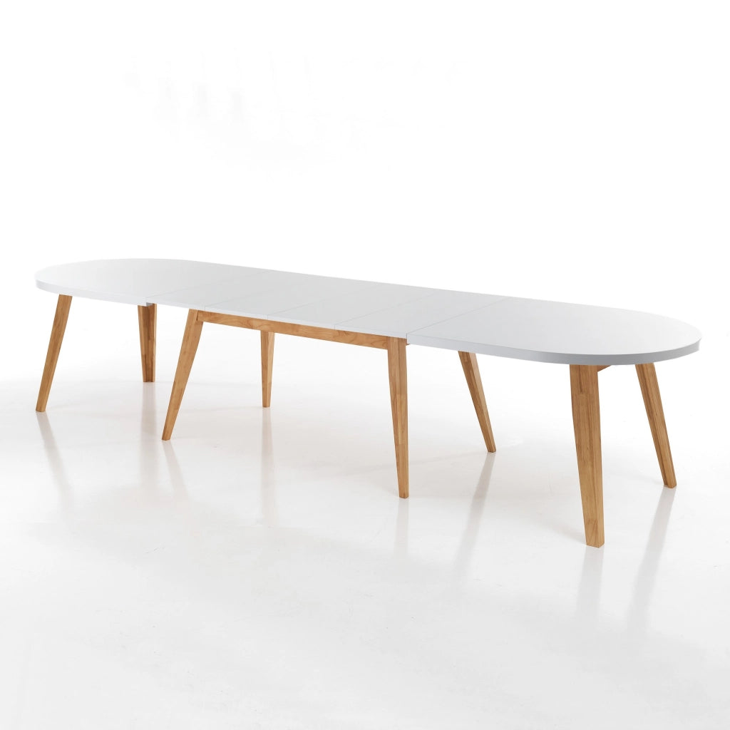 Tavolo allungabile effetto legno laccato bianco cm. H.78xP.90xL.180