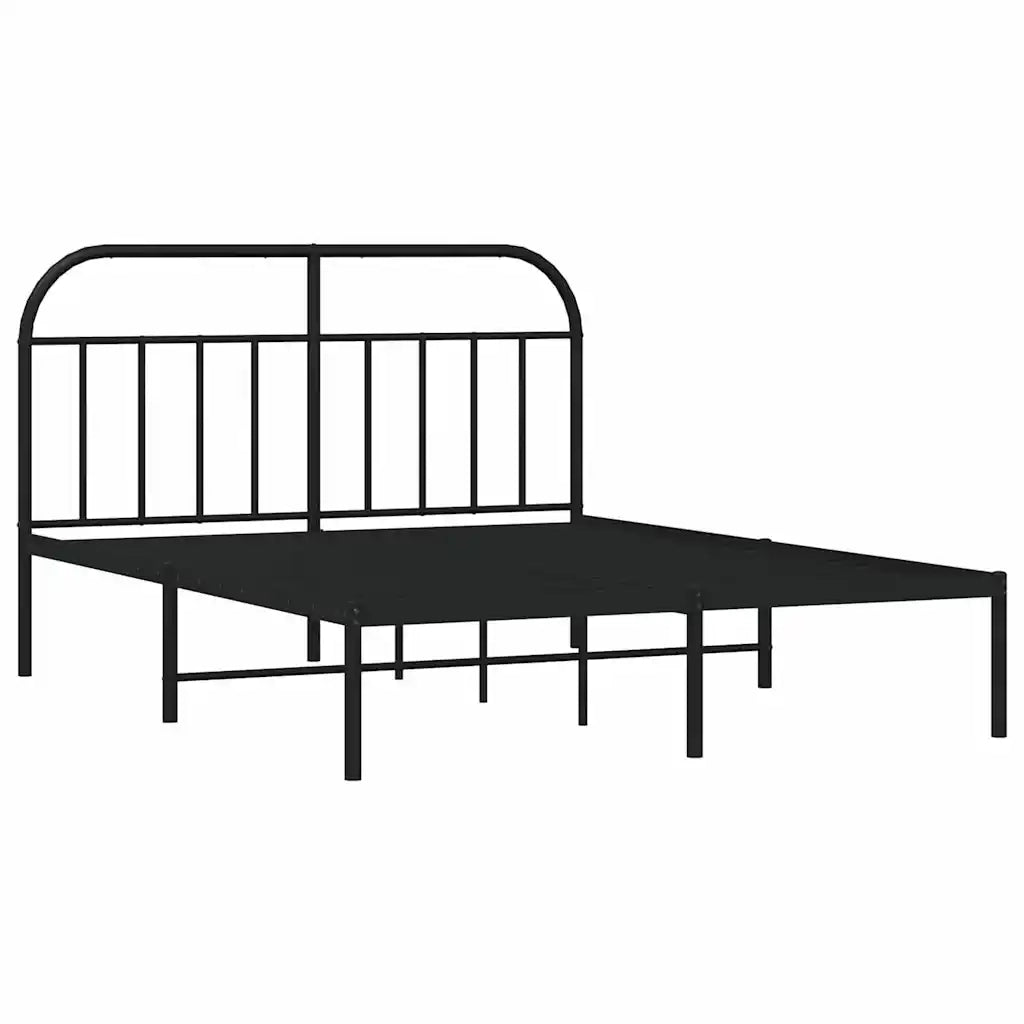 Giroletto con Testiera-Struttura Letto con testiera in Metallo Nero 135x190 cm 558190