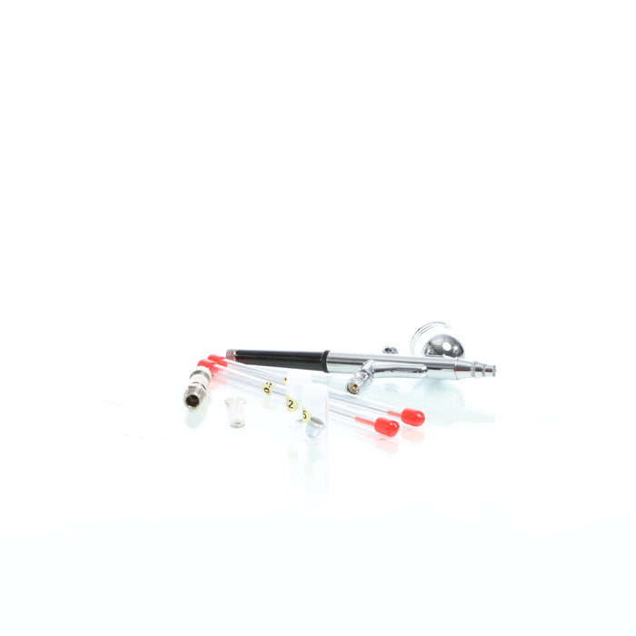 Aerografo doppia azione mod.130T, serbatoio 7 ml, ugelli 0,2, 0,3 e 0,5 mm, Aeropenna per aerografia