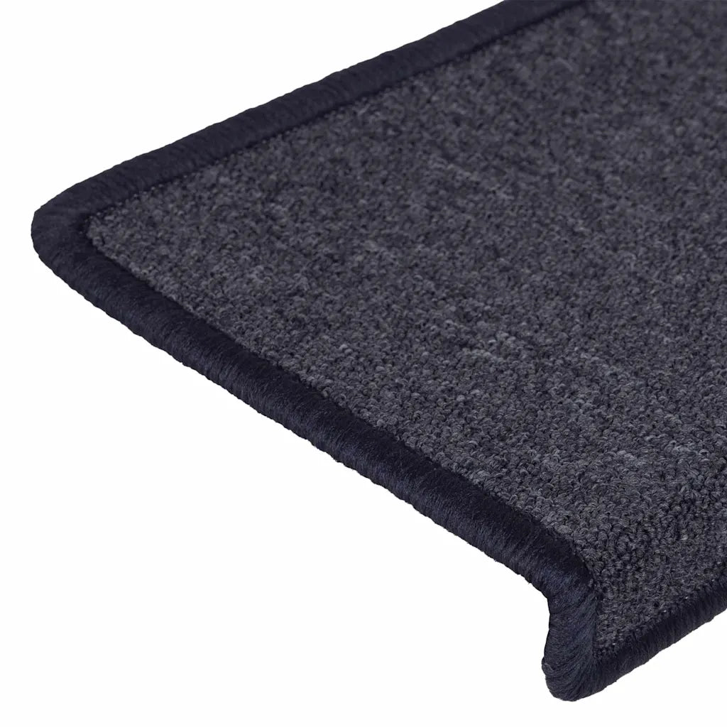 Tappetini per scale 30 pz 65x21x4 cm Grigio scuro e blu con bordo rettangolare