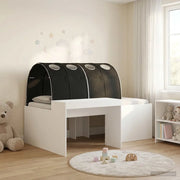 Letto alto per bambini con scrivania Bianco e Nero