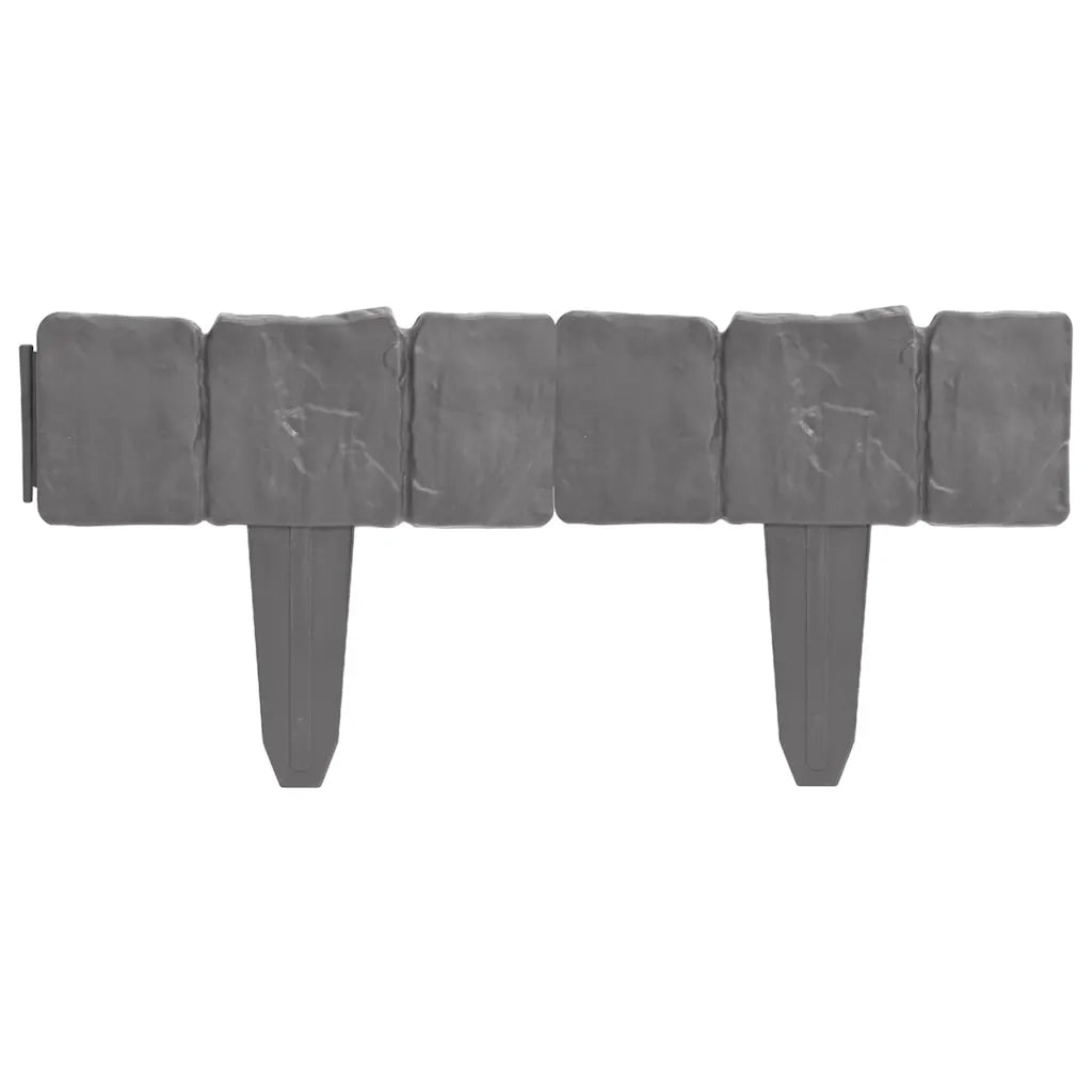 Recinzione Giardino/Prato in Plastica 41 pz Aspetto Pietra 10 m 40917