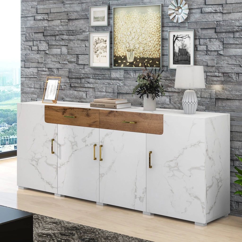 Credenza con Ante e Cassetti ¨C Xylo ¨C Bianco, 208x39.5x80 cm
