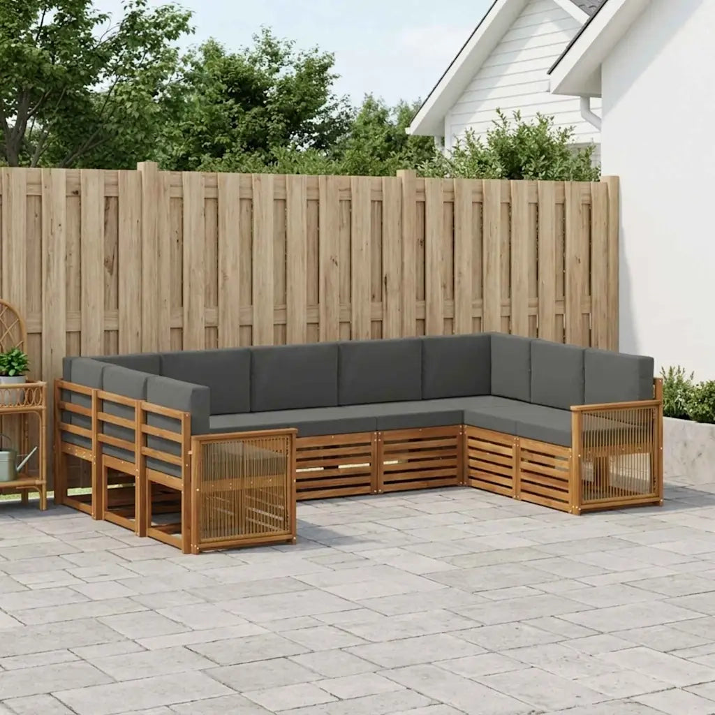 Set divano sezionale con cuscino 7 pcs Naturale e Antracite