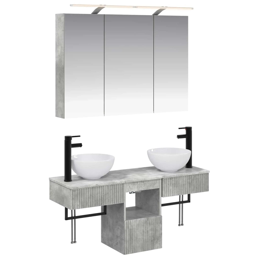 Set di Armadi da Bagno 4 pcs Grigio Cemento 100 x 14,5 x 70 cm 3406258