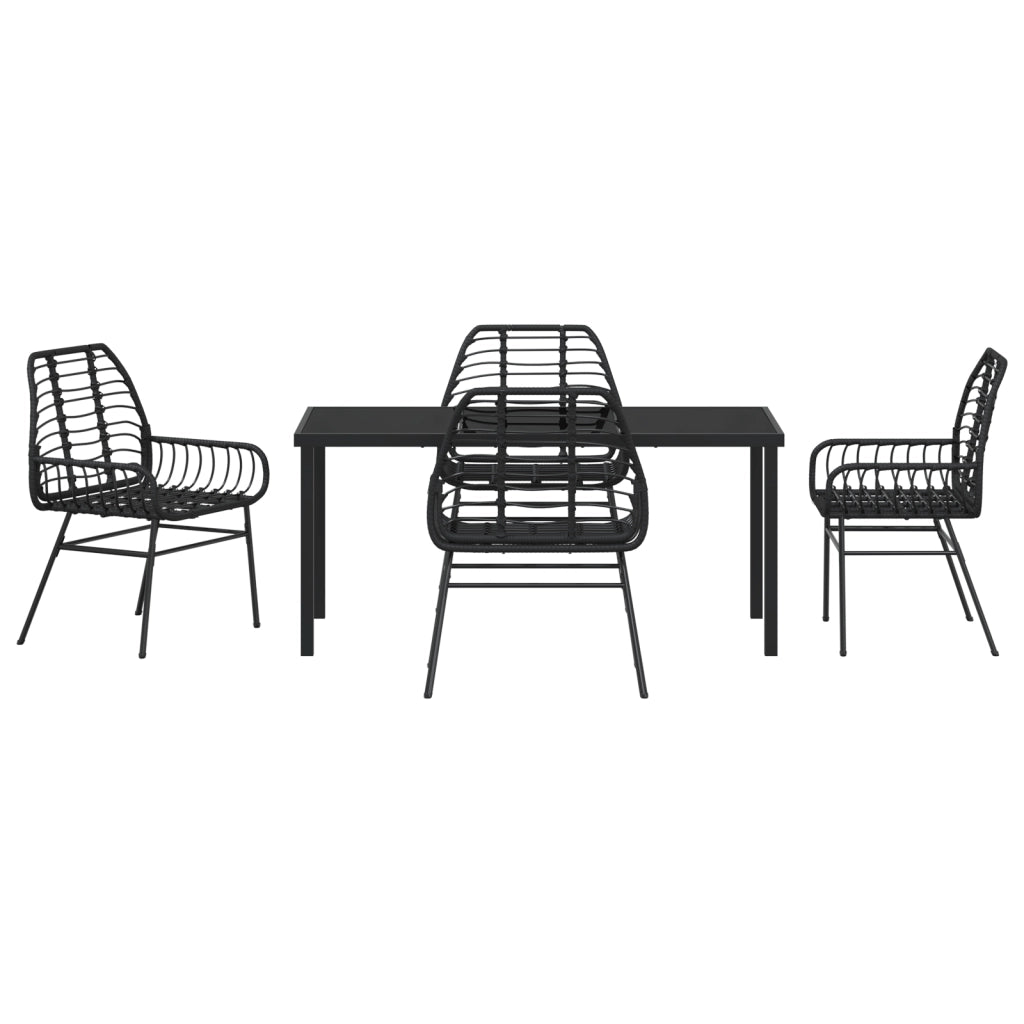 Set da Pranzo da Giardino 5 Pezzi Nero Polyrattan
