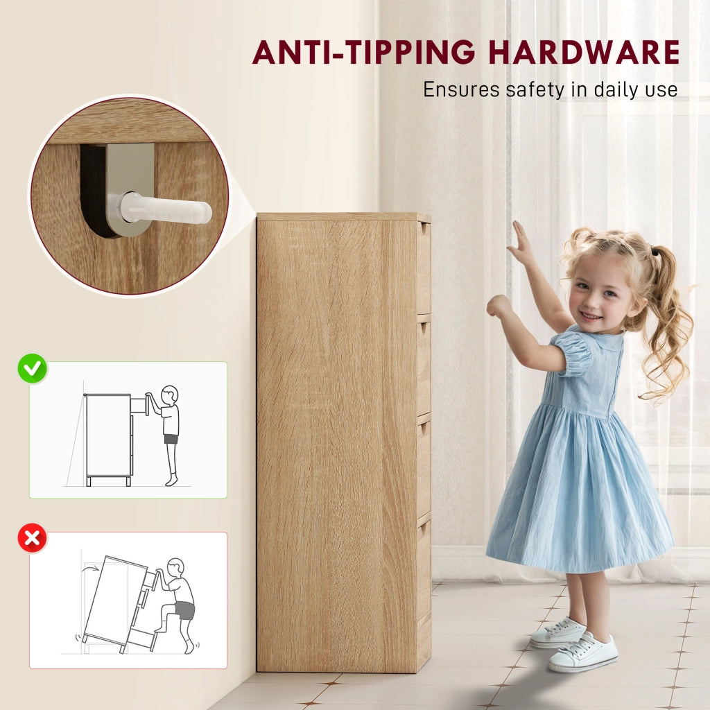 Mobile Bagno Salvaspazio con 4 Cassetti in Stile Nordico 29x29x83 cm in Truciolare Color Legno