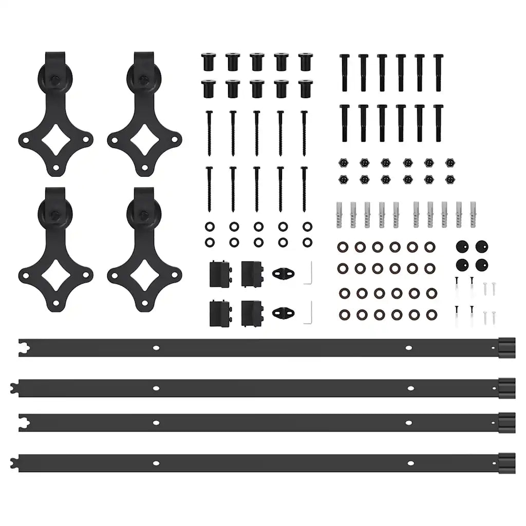 Kit di Binari per Porte Scorrevoli 427 cm Acciaio Nero CFW1060460
