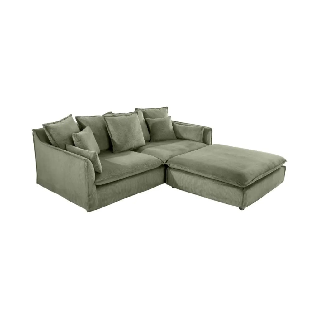 Divano ad angolo KALIA – Verde scuro – 4 posti – Angolo reversibile – contemporaneo