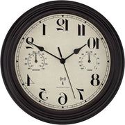 Orologio da parete per interni ed esterni con visualizzazione temperatura e umidità, connessione Wi-Fi e resistenza ai meteorologi, design retro silenzioso per terrazza, bagno e cucina