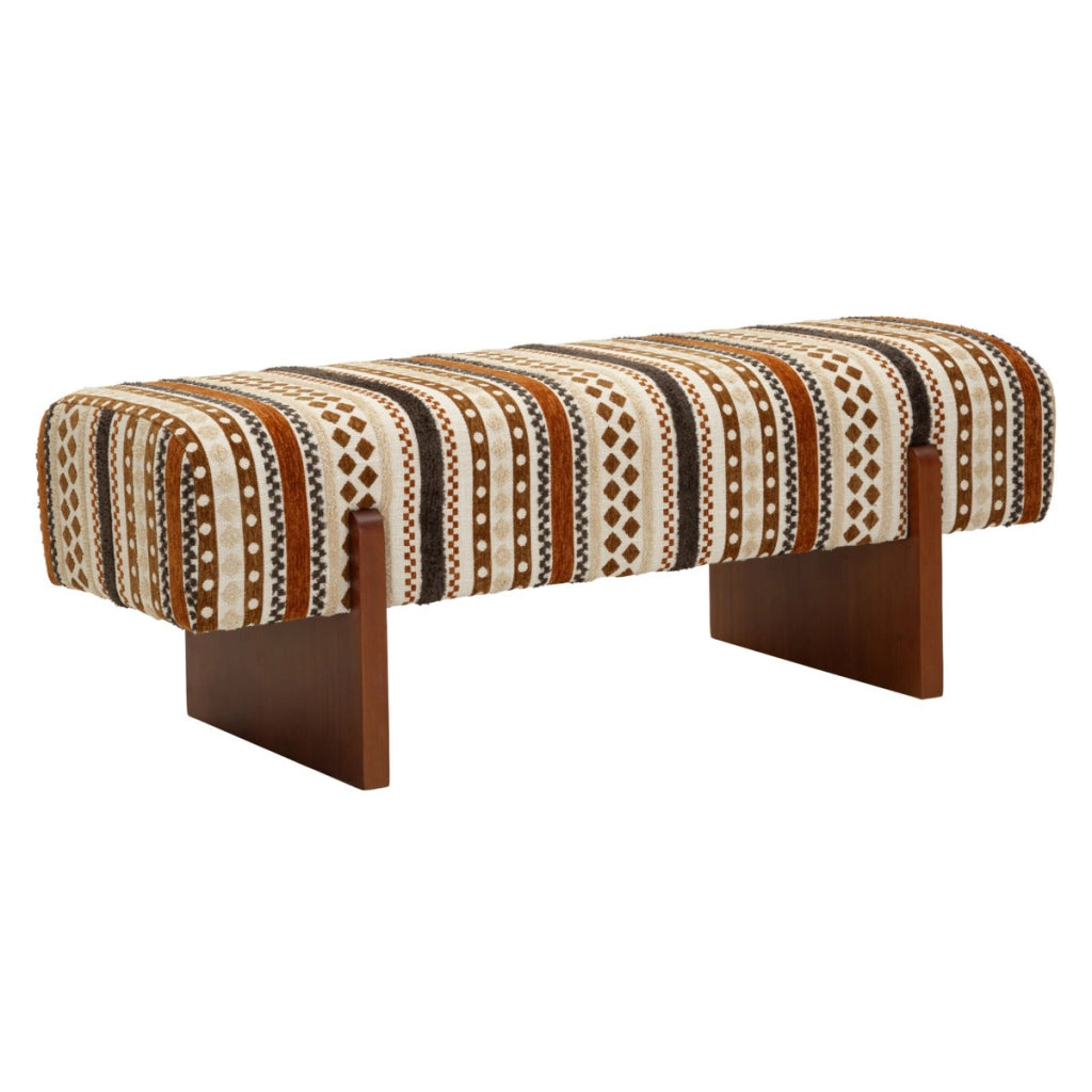 Panca etnica multicolor con struttura in legno