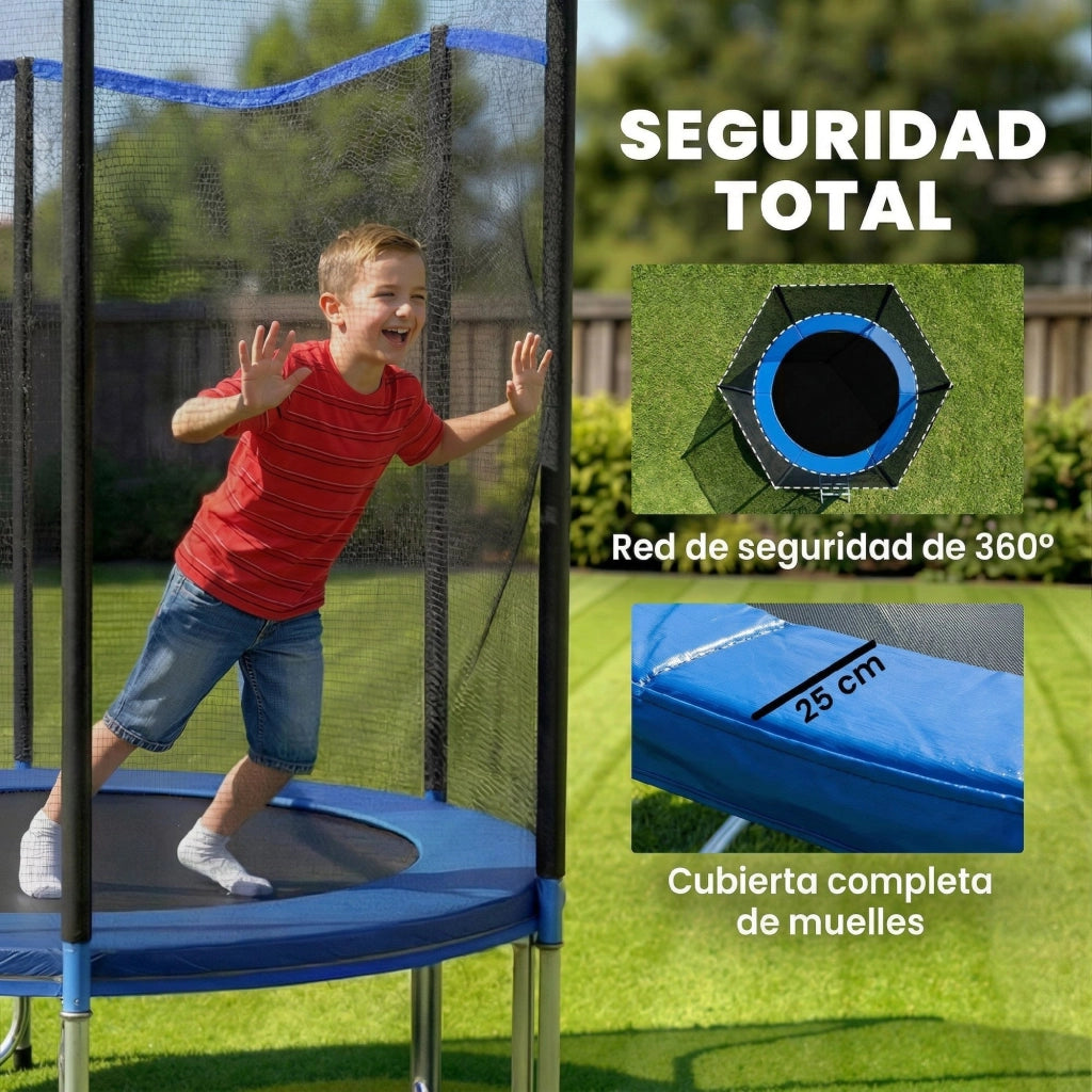 Trampolino Esterno con Rete di Sicurezza ¨C Zephmum ¨C Blu ?183 cm