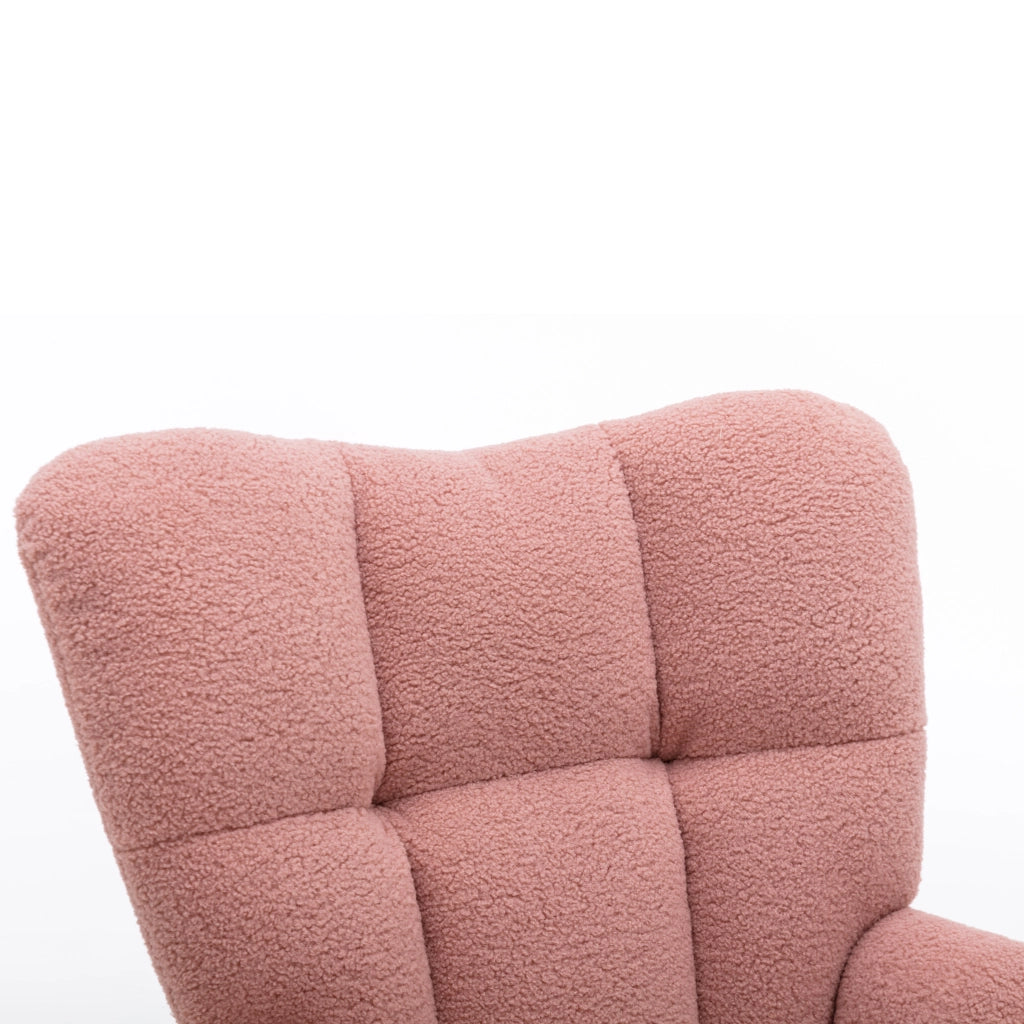Poltrona Dondolo Imbottita in Tessuto Boucl¨¦ ¨C MINIMAL ¨C Rosa, Soggiorno e Camera