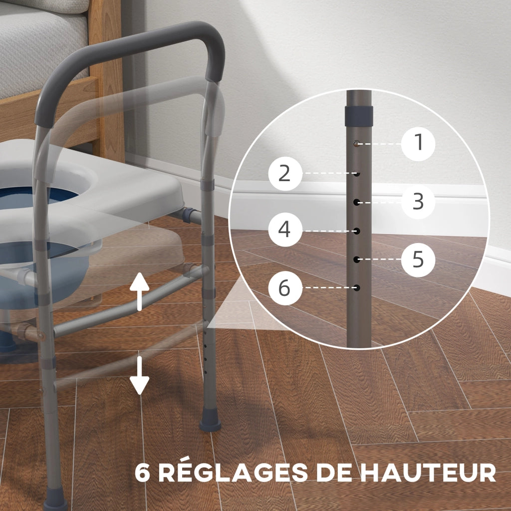 Sgabello WC 4 in 1 Multifunzione con Altezza Regolabile e Seduta Imbottita ¨C zephmum ¨C Grigio