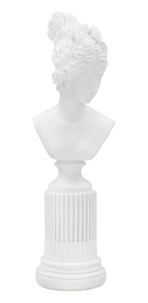 Scultura Statua Woman con Piedistallo 11x10,5x35,5 cm in Poliresina
