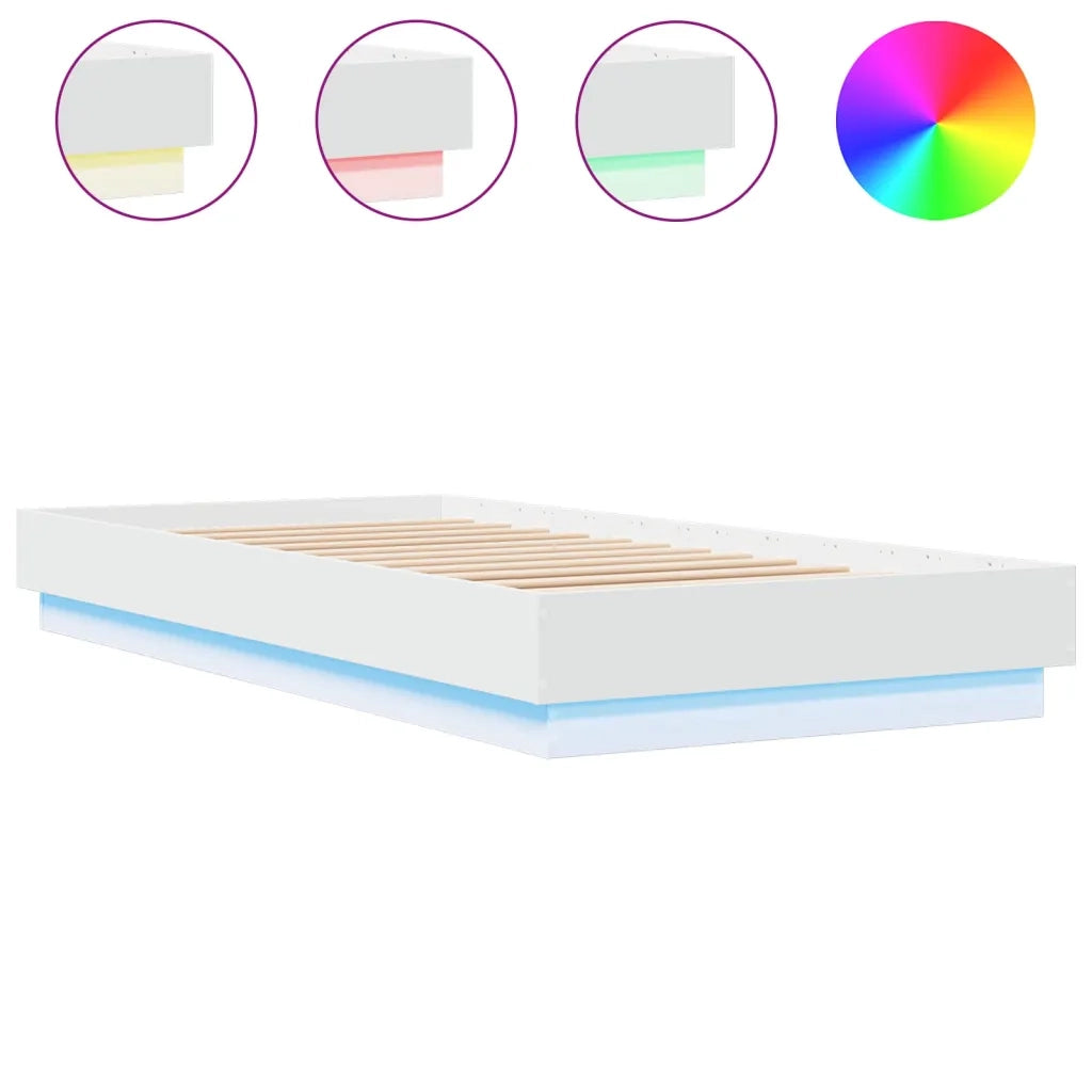 Giroletto con LED-Struttura Letto Bianco 100x200 cm