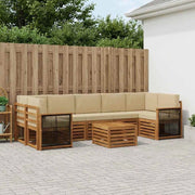 Set di divani da esterno 8 pz Naturale e Beige 3384144