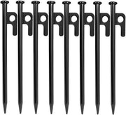 Tentstake in acciaio per campeggio e outdoor, stakke resistenti alle tempeste con gancio e foro - 20 cm, set da 8 pezzi
