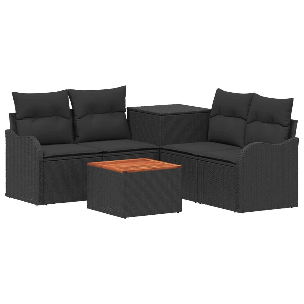 Set di divani 6 pz Nero Rattan sintetico e Acciaio 3447127