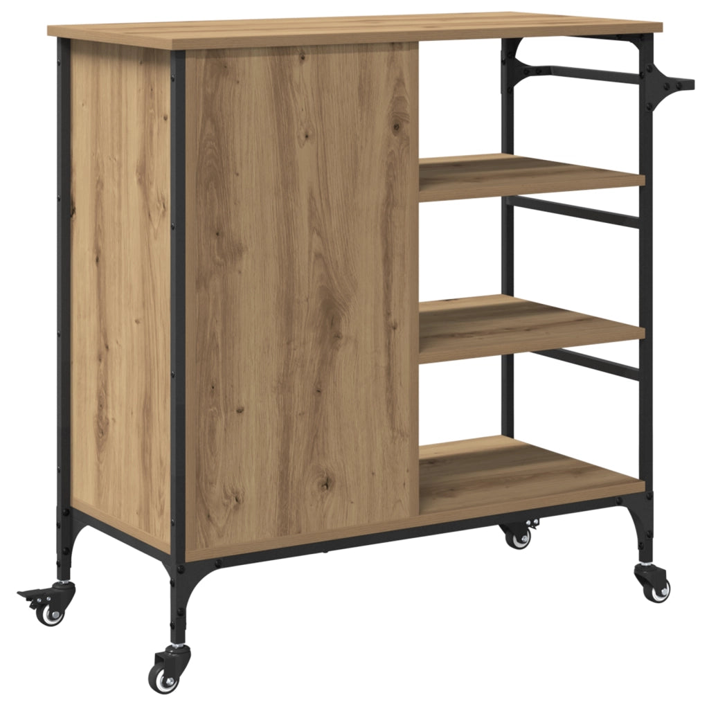 Carrello da cucina Rovere artigianale 87.5x38.5x84.5 cm Legno ingegnerizzato