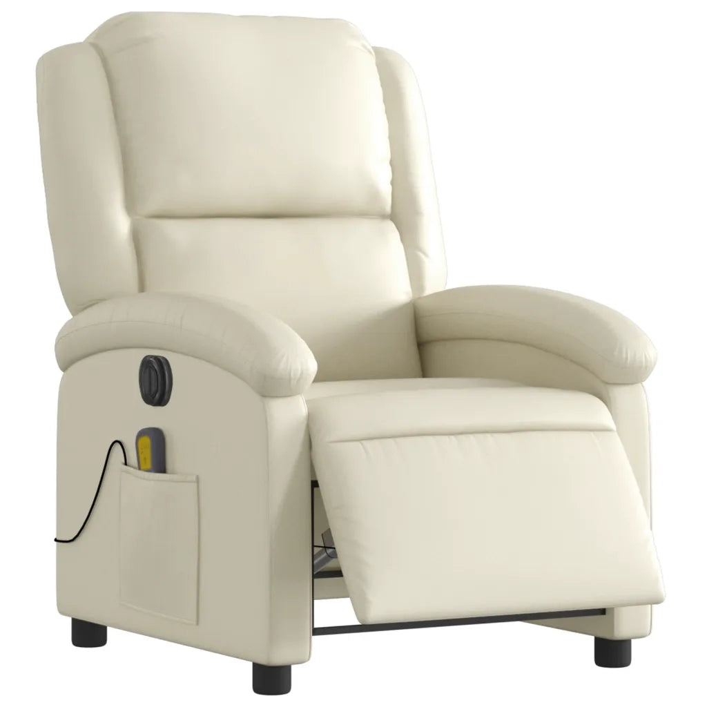 Divano Sedia-Poltrona Massaggiante Elettrica Reclinabile Crema Similpelle 754989